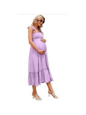 NEW Smocked Maternity Summer Dress Ruffle Maxi Dress 2X